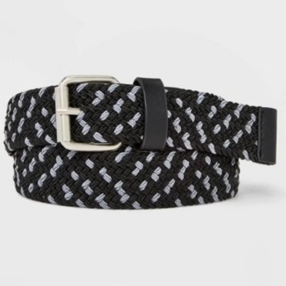 Cat & Jack™ Black Kids' Webbed Woven Belt Size Large